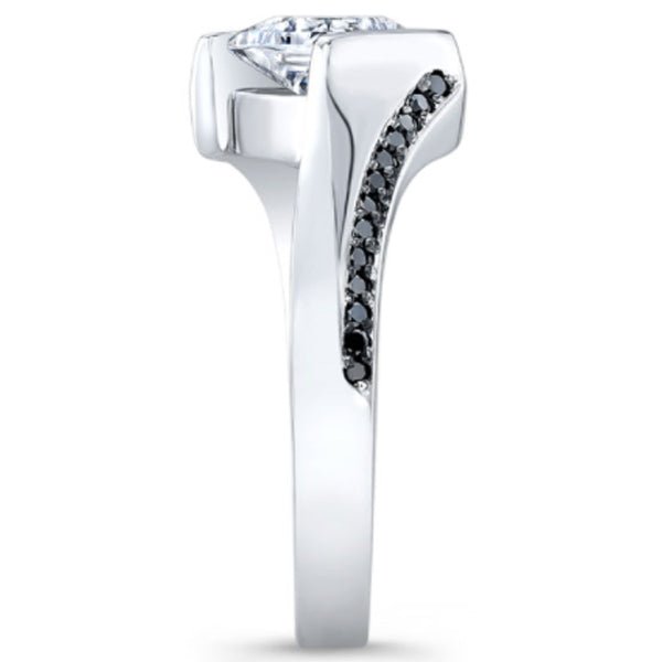 Barkev's Tension Twist Half Bezel Set Princess-Cut Black Diamond Engagement Ring