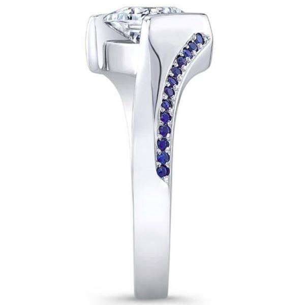 Barkev's Tension Twist Half Bezel Set Princess-Cut Blue Sapphire Engagement Ring
