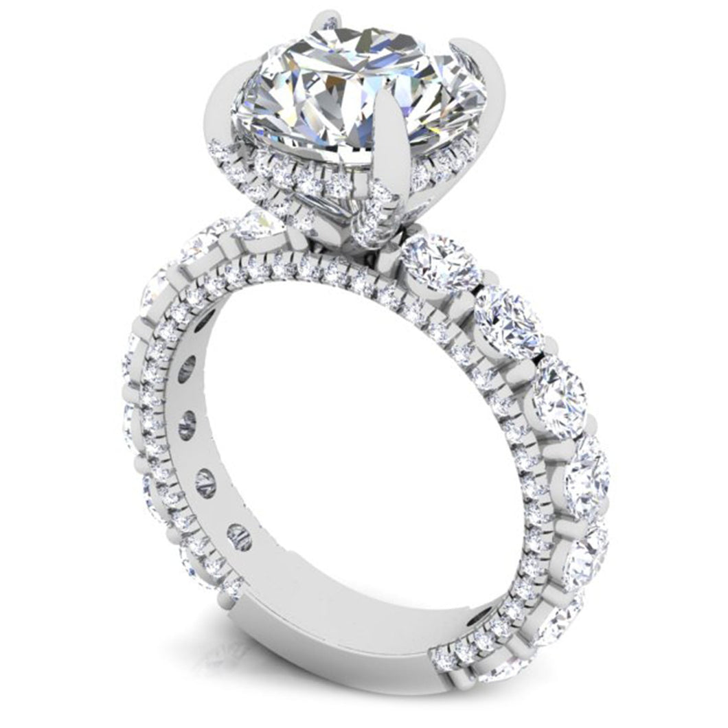 Ben Garelick Alpha 4 Carat Round Diamond Engagement Ring with Large Side Diamonds