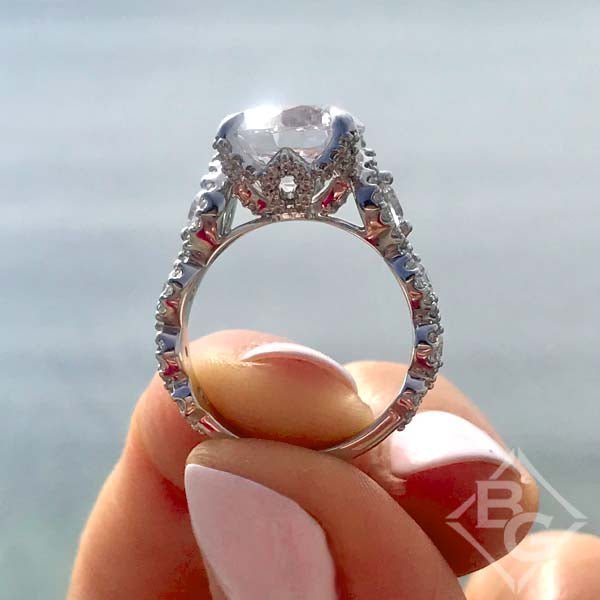 Ben Garelick Whitney Large Round Diamond Engagement Ring with Marquise Shaped Details