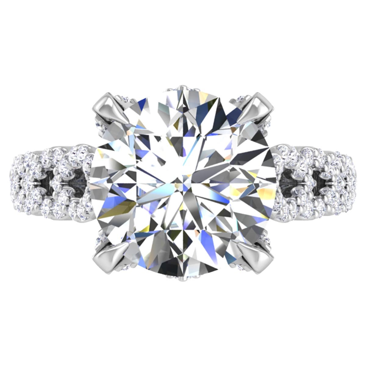 BGLG Whitney II 4.59 Carat Round Lab-Grown Diamond Engagement Ring with Marquise Shaped Details