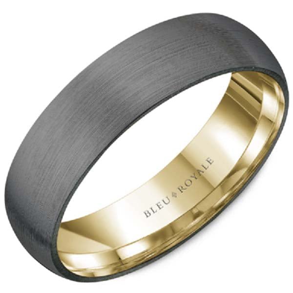 Bleu Royale Frosted Grey Tantalum Rose Gold Wedding Band