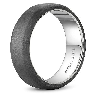 Bleu Royale Grey Sandpaper Finish Tantalum Wedding Band