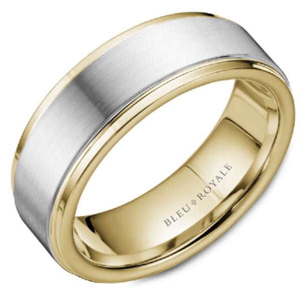 Bleu Royale Men's Wedding Band with Sandpaper Center Finish