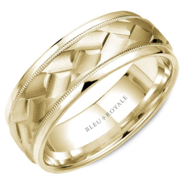 Bleu Royale Two-Tone Cross-Hatch Men's Wedding Band