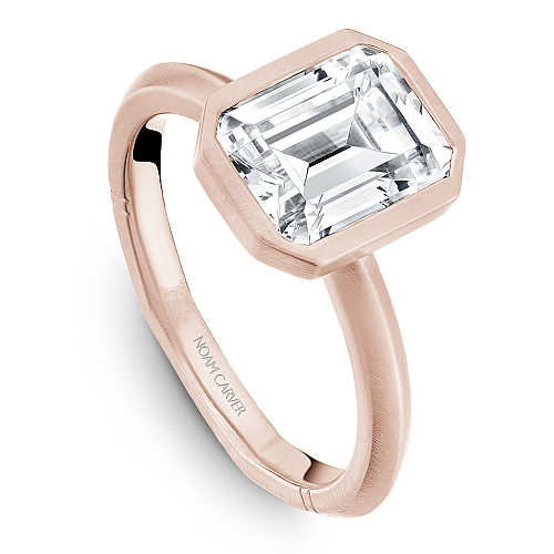 Noam Carver Rose Gold Emerald Cut Bezel Set Diamond Engagement Ring