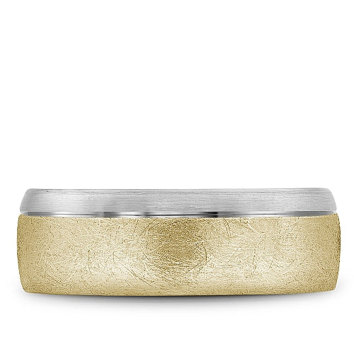 Bleu Royale 7.5MM White & Yellow Gold Two-Tone Diamond Cut Finish Wedding Band