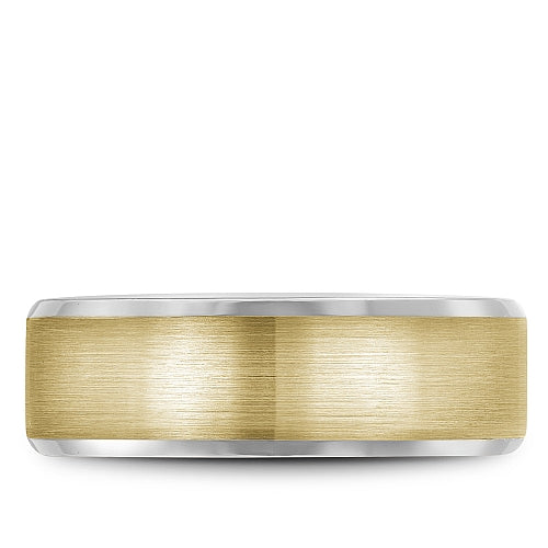 Bleu Royale Two-Tone Satin Finish Beveled Edge Wedding Band