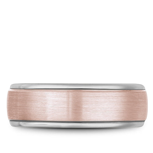 Bleu Royale Rose & White 7.5MM Men's Wedding Band with Sandpaper Center
