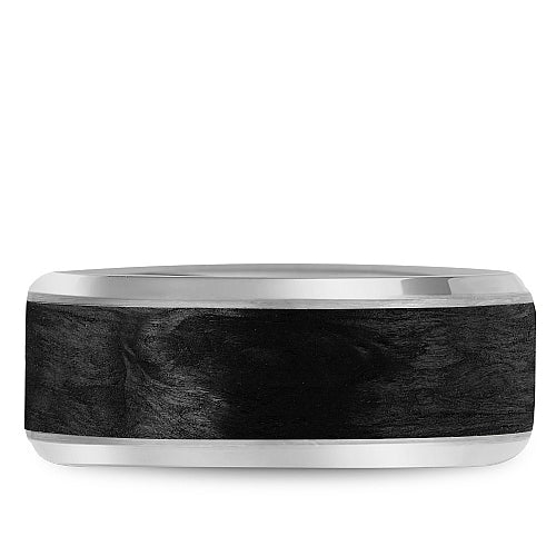 Bleu Royale Forged Black Carbon Beveled Edge Wedding Band