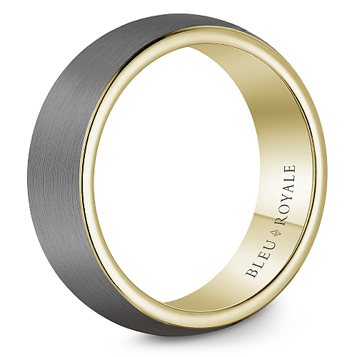 Bleu Royale 8MM Tantalum & Yellow Gold Frosted Grey Tantalum Wedding Band