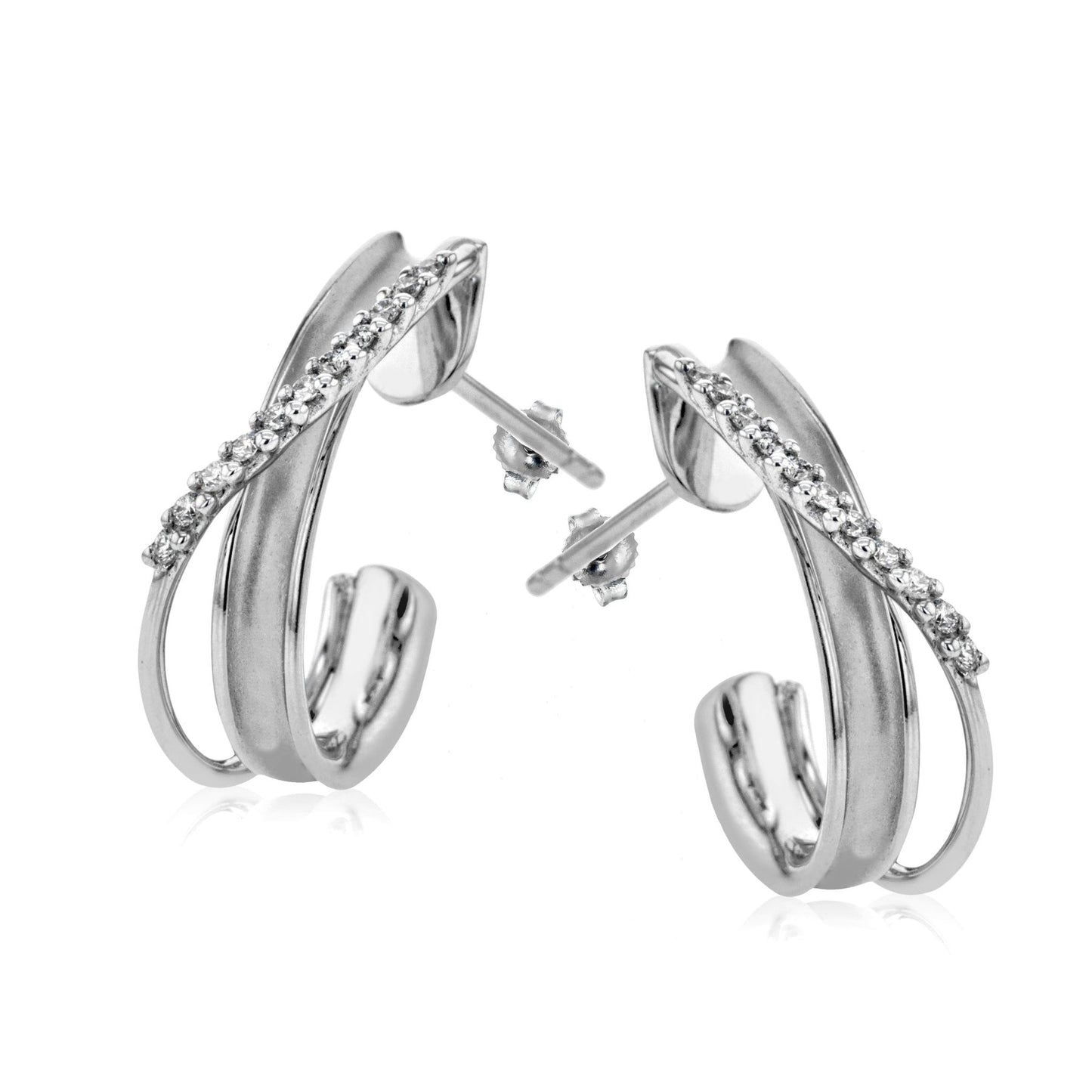 Simon G. 18K White Gold Swirl Diamond Earrings