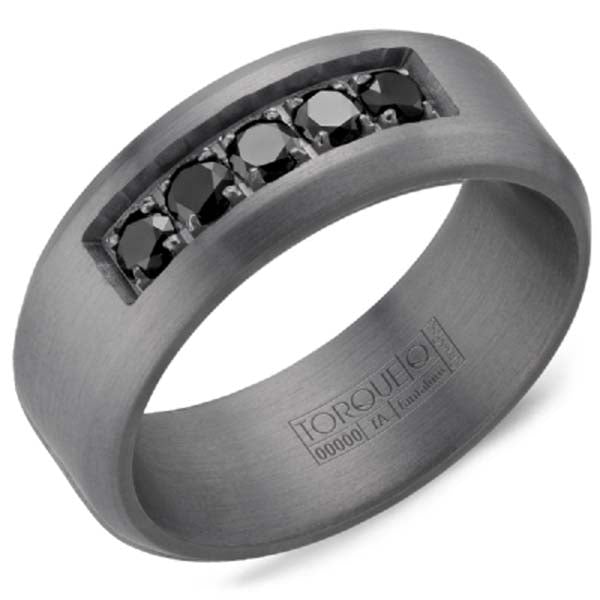 CrownRing 8mm Tantalum Black Diamond Wedding Band