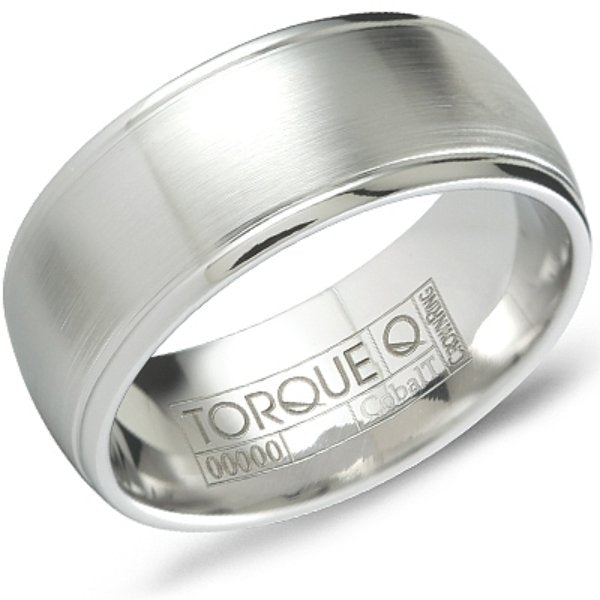 CrownRing 9MM Cobalt Wide Sandpaper & High Polished Edge Wedding Band