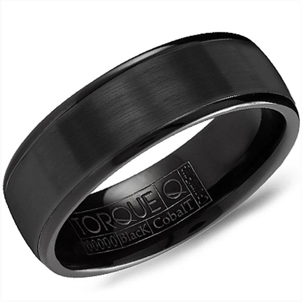 CrownRing Torque Black Cobalt Satin Finish Wedding Band