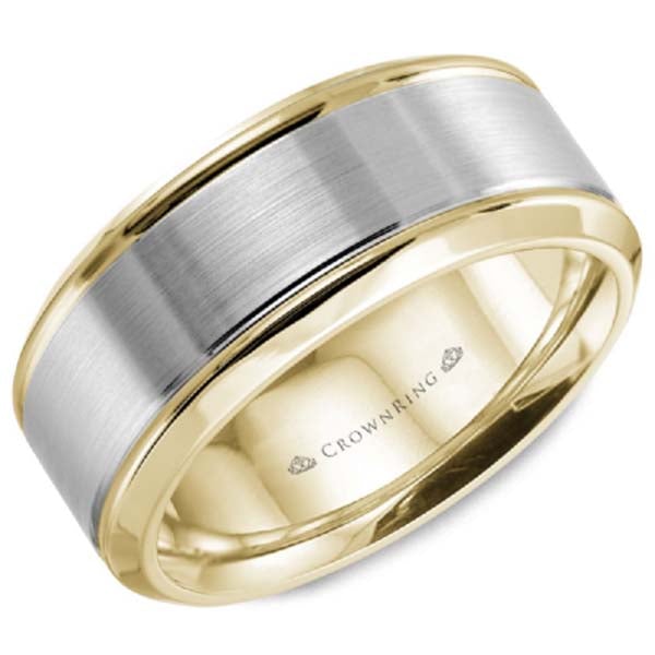 CrownRing Two-Tone 8MM Sandpaper Center & High Polish Bevel Edge Wedding Band