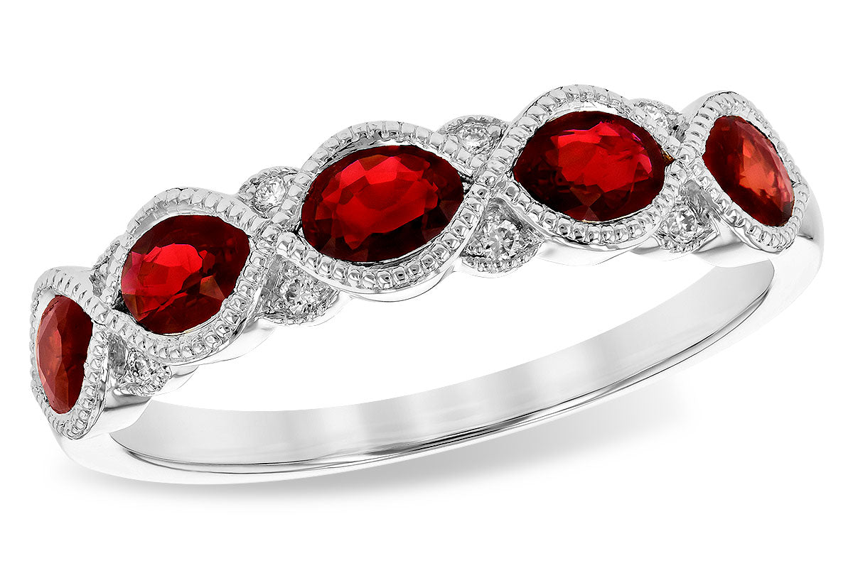 Ben Garelick White Gold Vintage Style Ruby & Diamond Stackable Ring