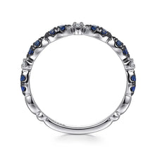 Load image into Gallery viewer, Gabriel &amp; Co. Black Rhodium Diamond and Blue Sapphire Ring
