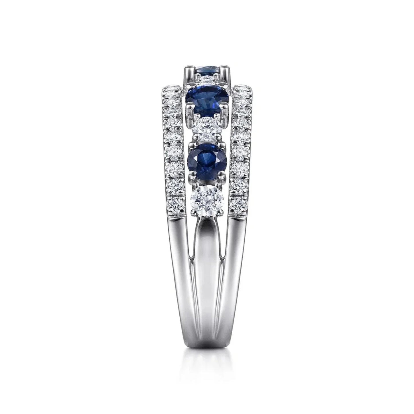 Gabriel & Co. Blue Sapphire & Diamond Round Cut Five Stone Ring