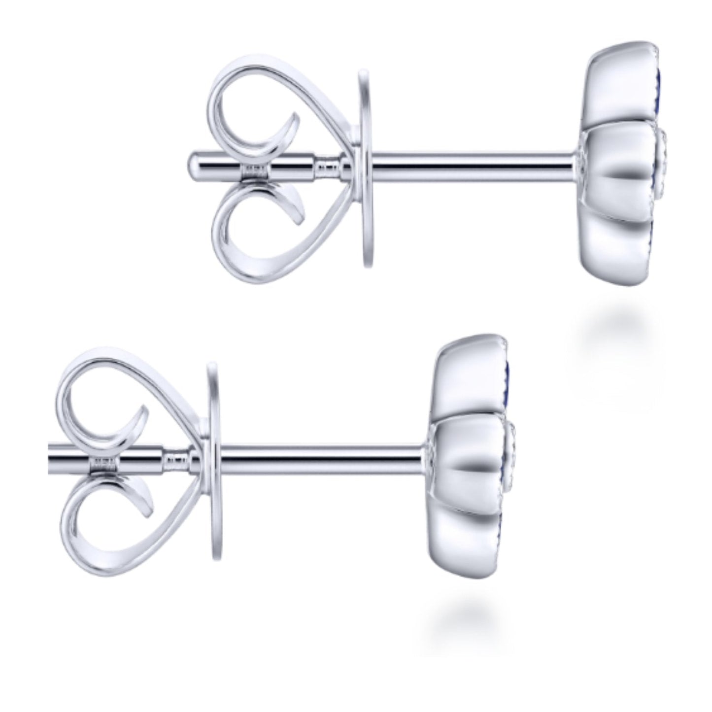 Gabriel & Co. Blue Sapphire Flower Cluster Diamond Stud Earrings