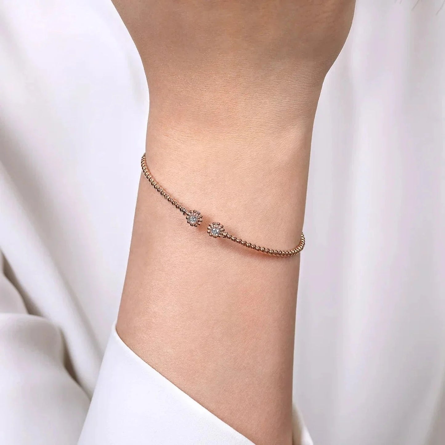 Gabriel & Co. Bujukan Beaded Flower Diamond Bangle