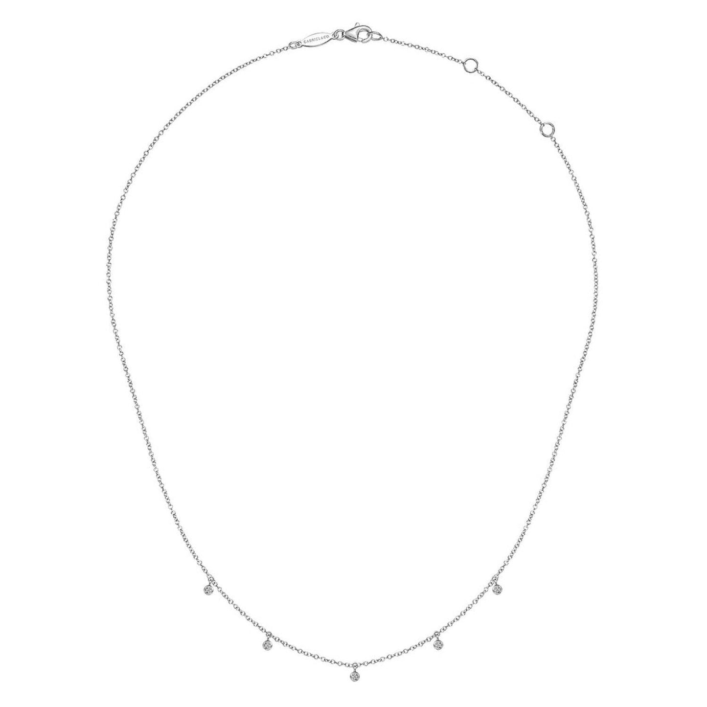 Gabriel & Co. Chain Necklace with Round Cut Diamond Drops