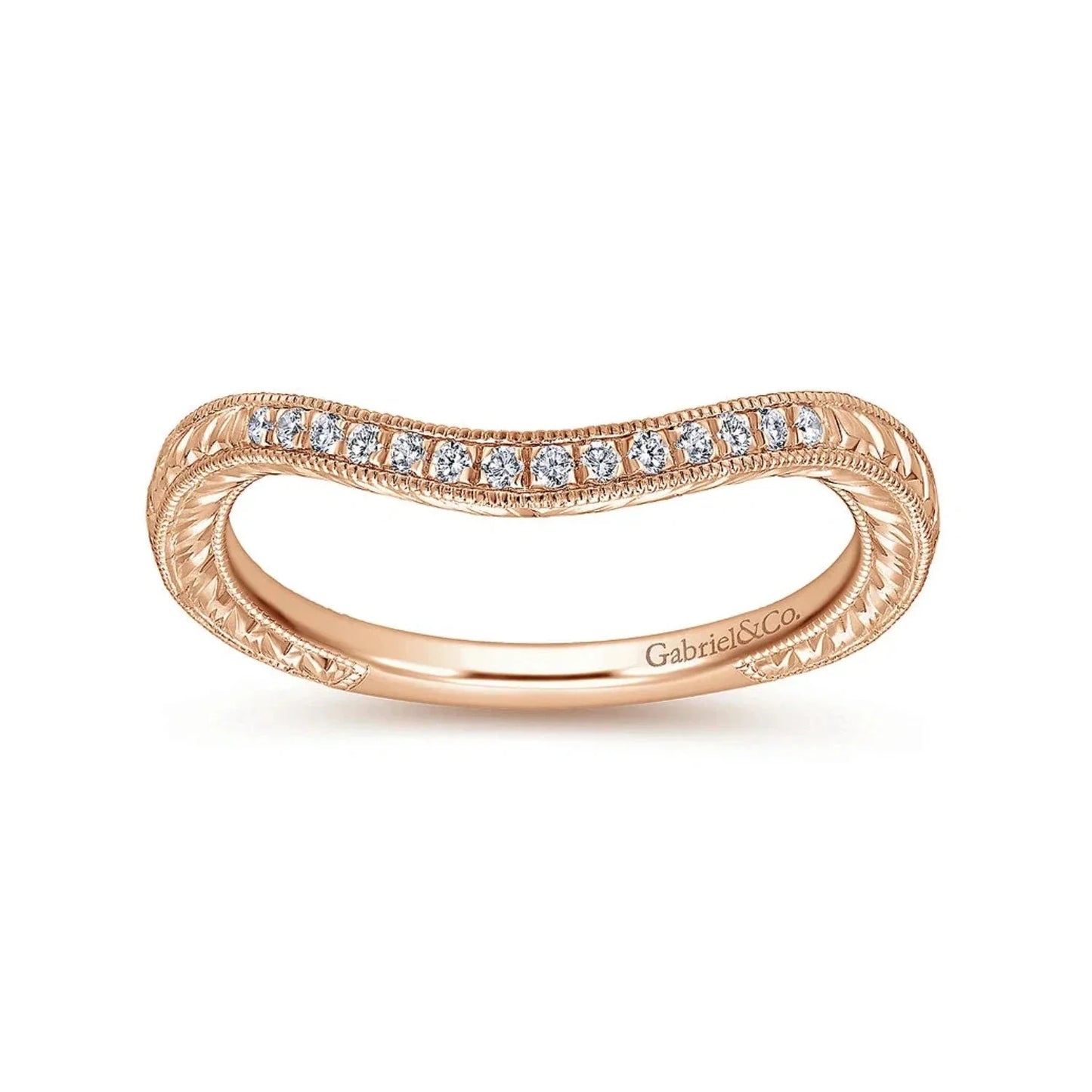 Gabriel & Co. "Chrystie" Vintage Style Curved Diamond Wedding Band