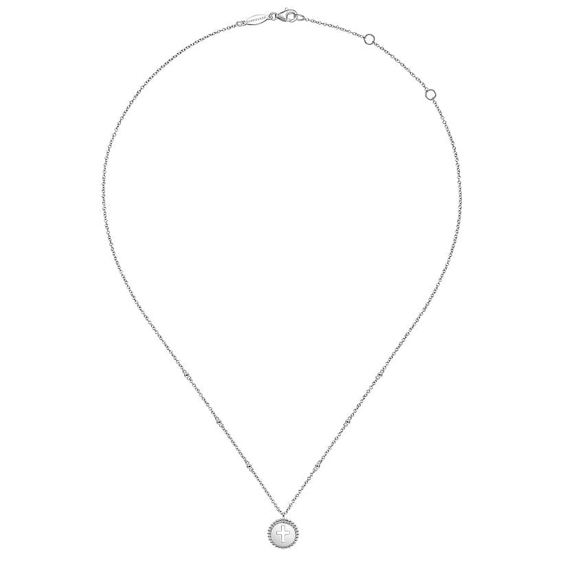 Gabriel & Co. Cutout Cross Pendant with Bujukan Bead Frame