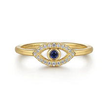 Load image into Gallery viewer, Gabriel &amp; Co. Diamond and Sapphire Evil-Eye Ring with White Enamel
