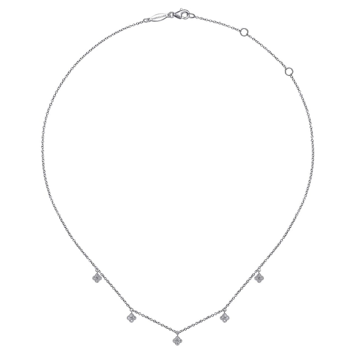 Gabriel & Co. Diamond Pave Clover Drop Necklace