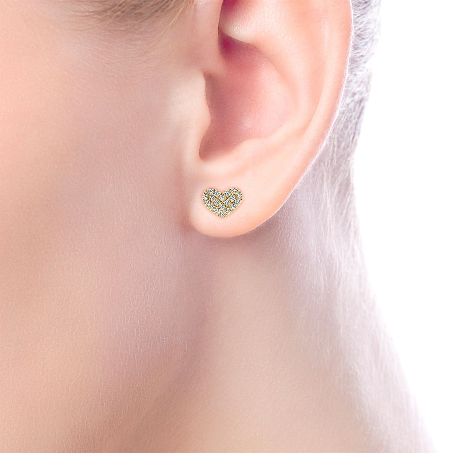 Gabriel & Co. Diamond Pave "I Love You" Heart Stud Earrings
