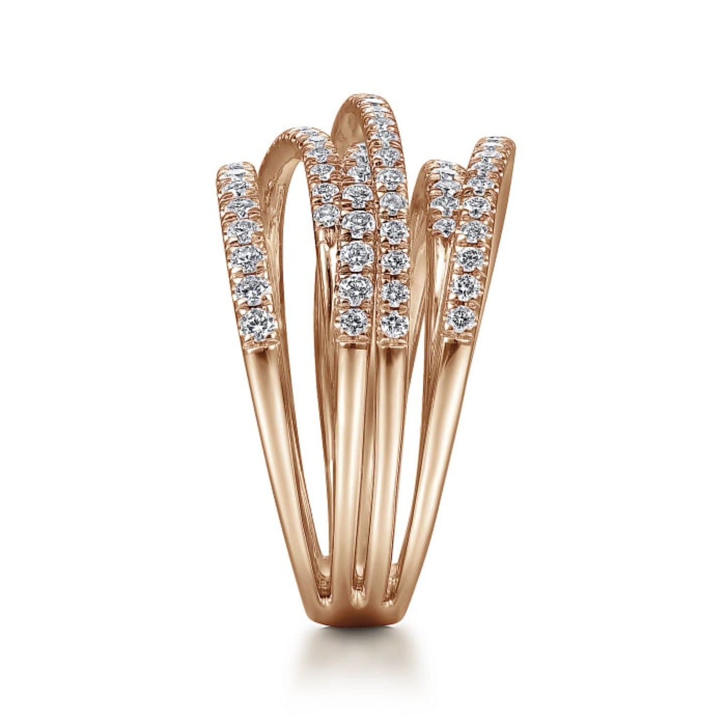 Gabriel & Co. Diamond "Wave" Cross Over Ring