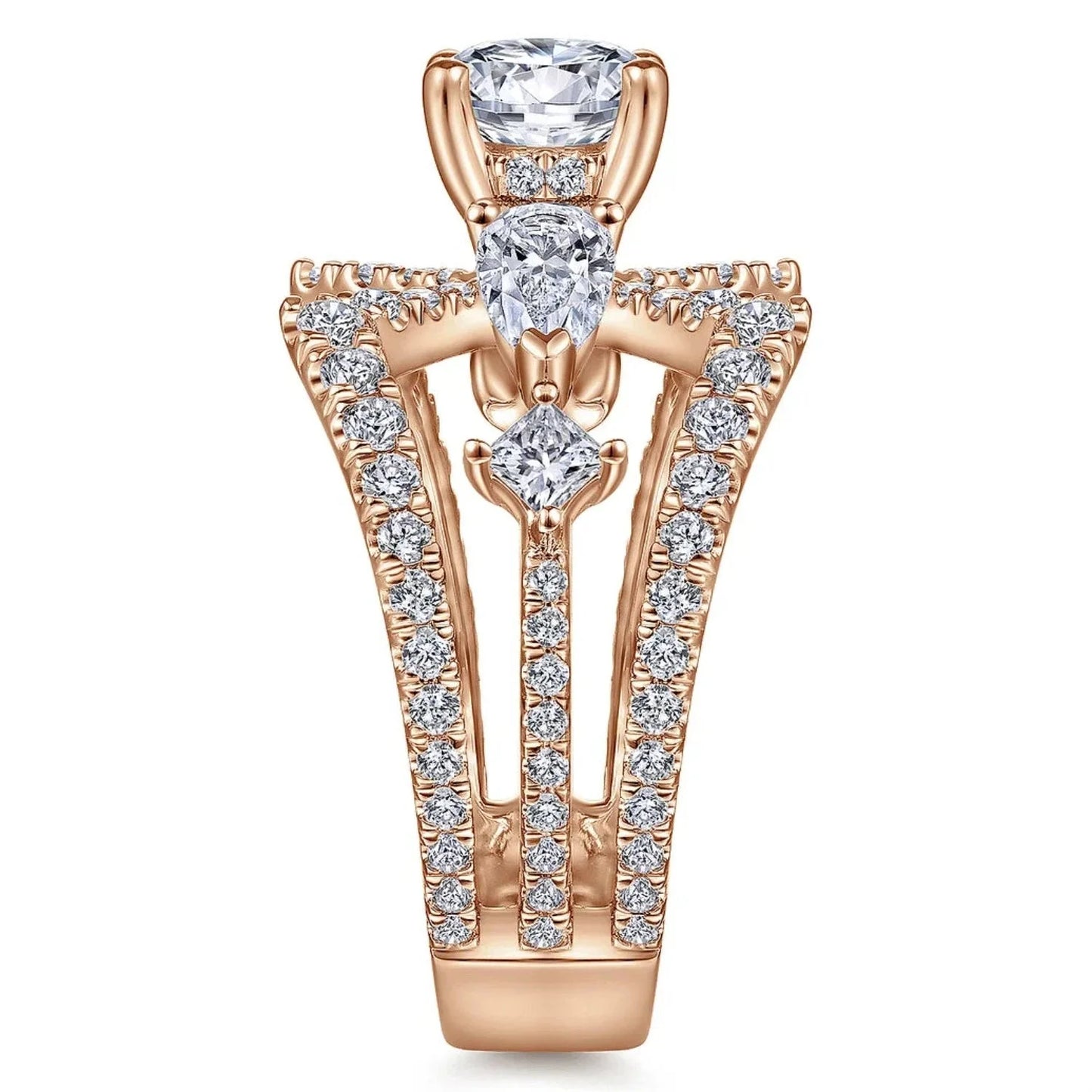 Gabriel & Co. "Lina" Wide Split Shank Diamond Engagement Ring