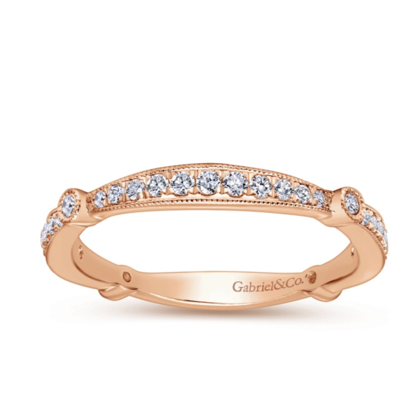 Gabriel & Co. "Mabel" Vintage Style Diamond Wedding Band