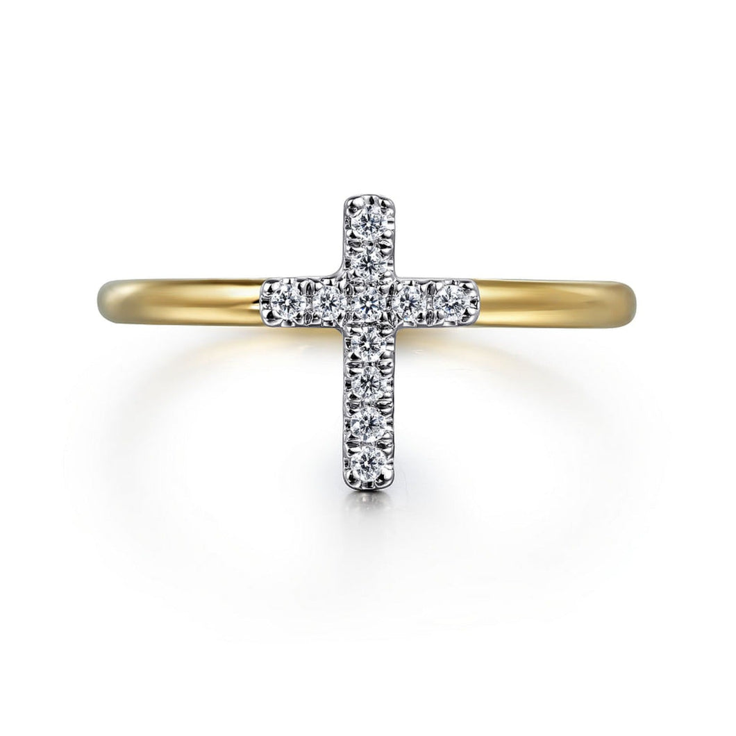 Gabriel & Co. Mini Cross Diamond Ring