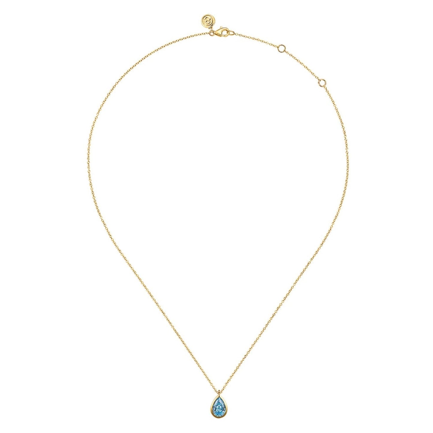 Gabriel & Co. Pear Shape Blue Topaz Pendant Necklace