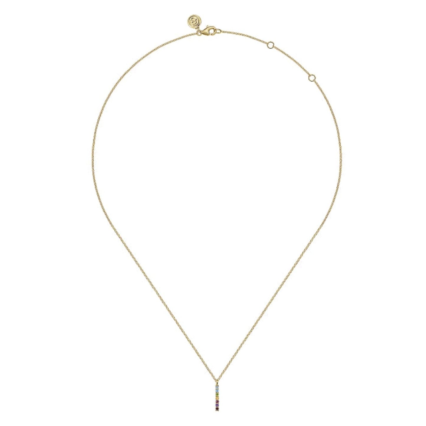 Gabriel & Co. Rainbow Color Gemstone Vertical Pendant