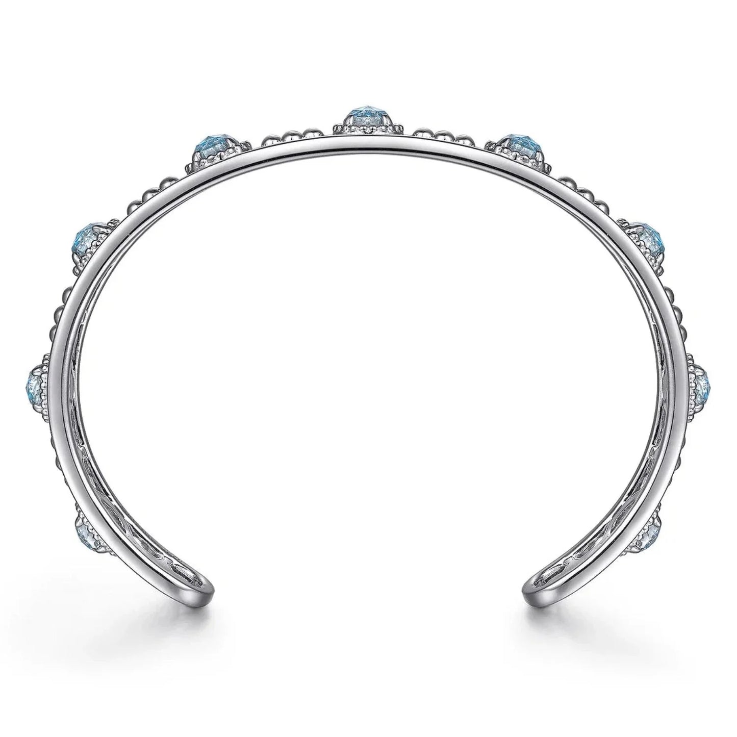 Gabriel & Co. Rock Crystal and Turquoise Station Bangle Bracelet
