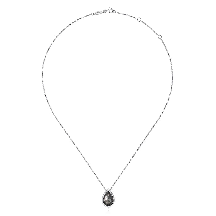 Gabriel & Co. "Souviens" Sterling Silver & Black Pearl Drop Pendant