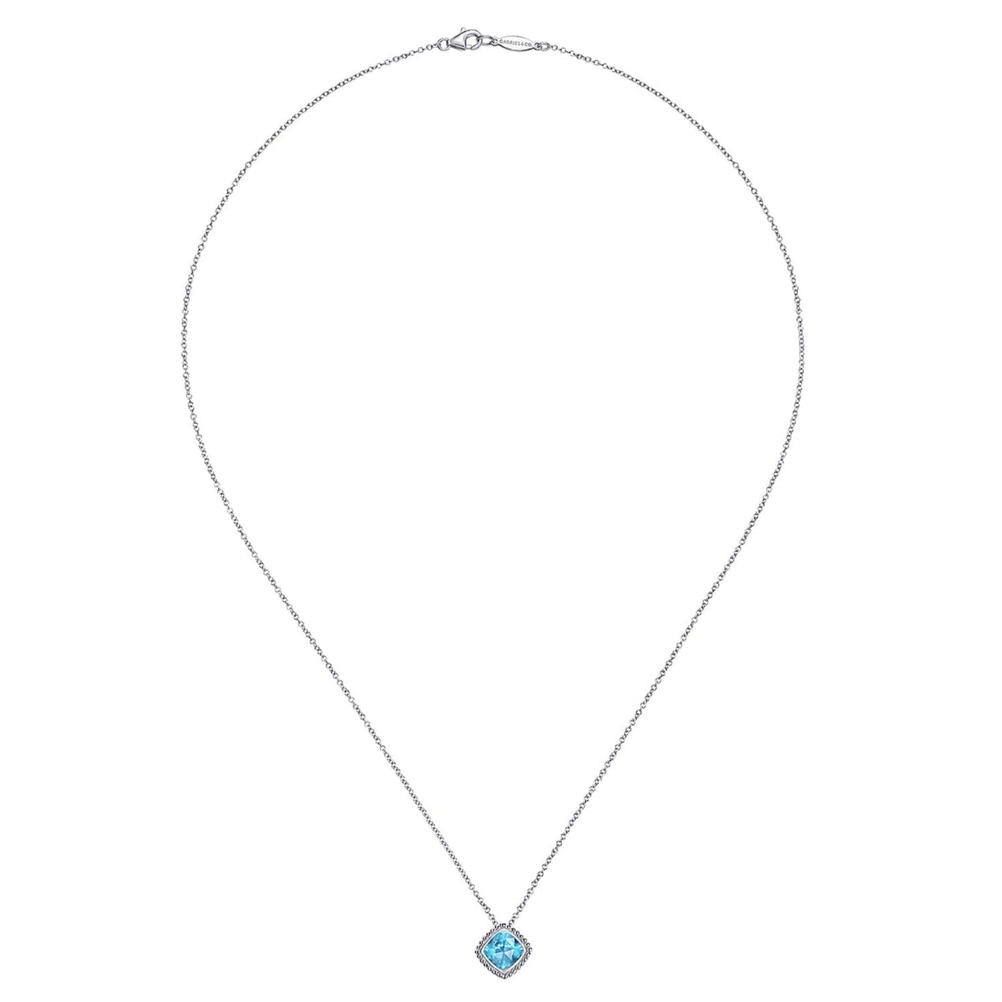 Gabriel & Co. Sterling Silver Compass Set Swiss Blue Topaz Pendant