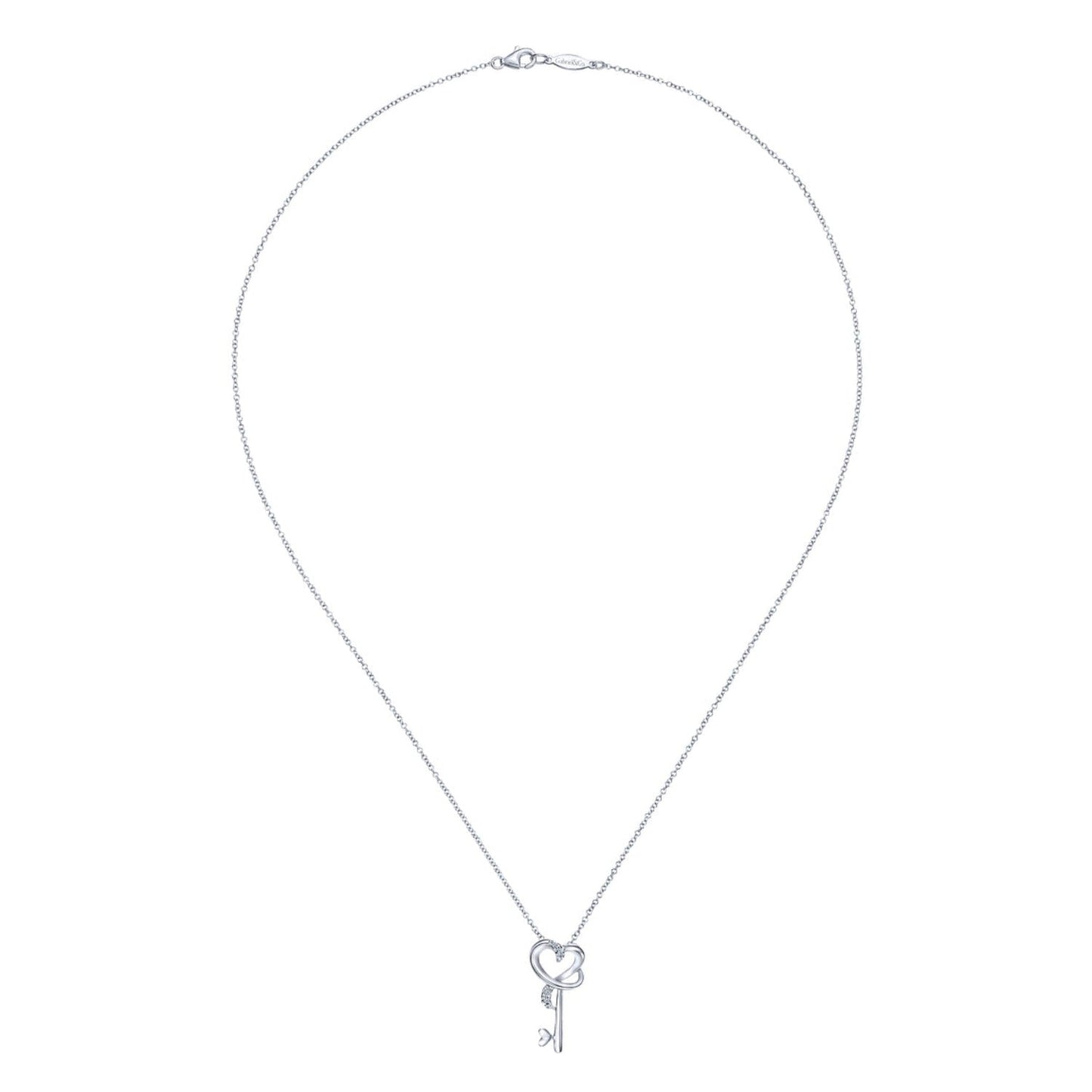 Gabriel & Co Sterling Silver "Key to Her Heart" Diamond Pendant