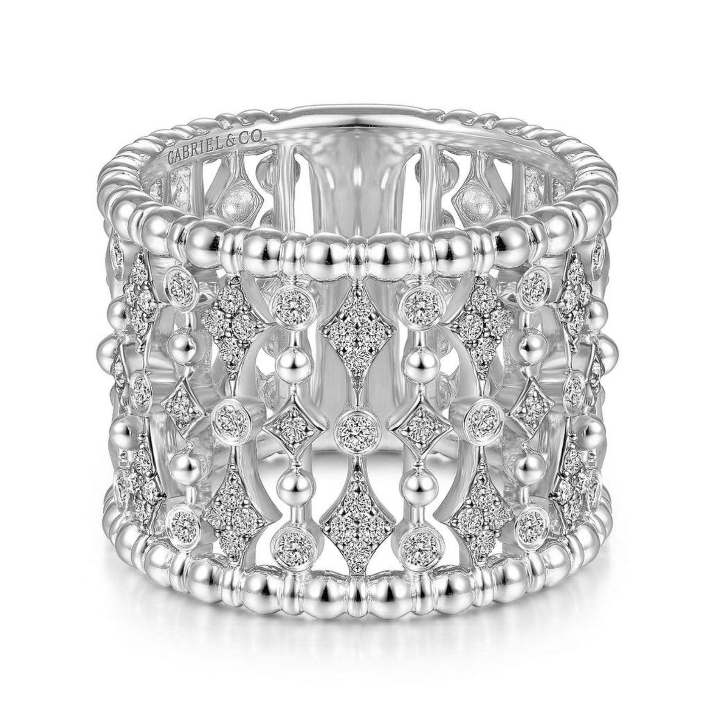 Gabriel & Co. Wide Bujukan Ball and Diamond Statement Ring