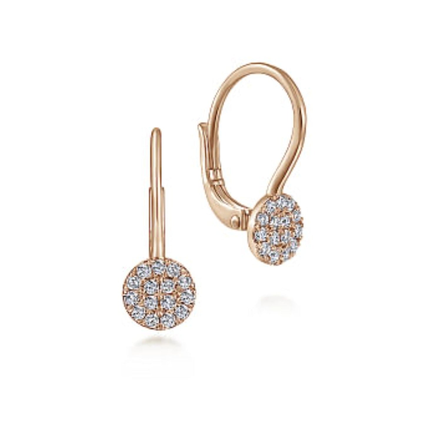 Gabriel Lever Back Round Pave Cluster Dangle Earrings