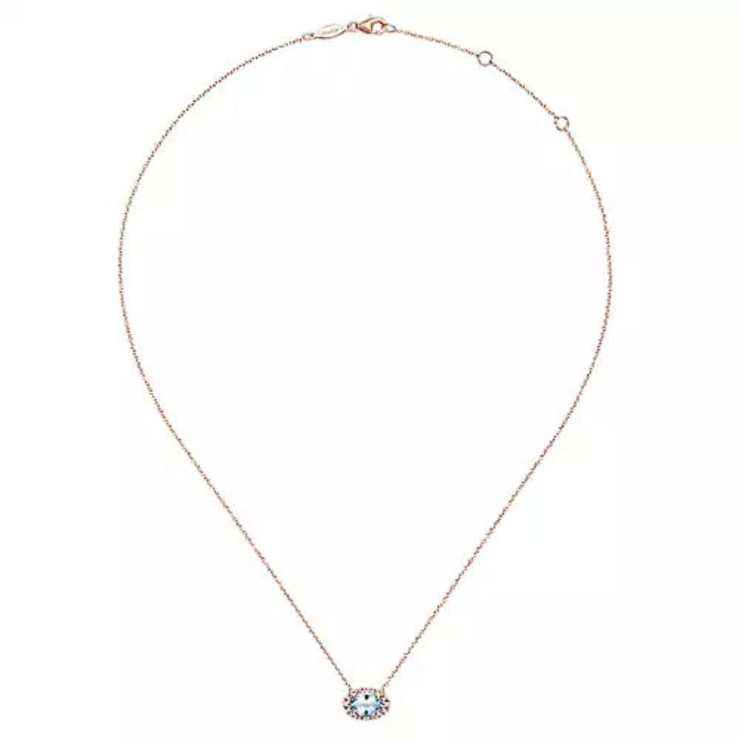 Gabriel Oval Cut Aquamarine & Diamond Halo Pendant