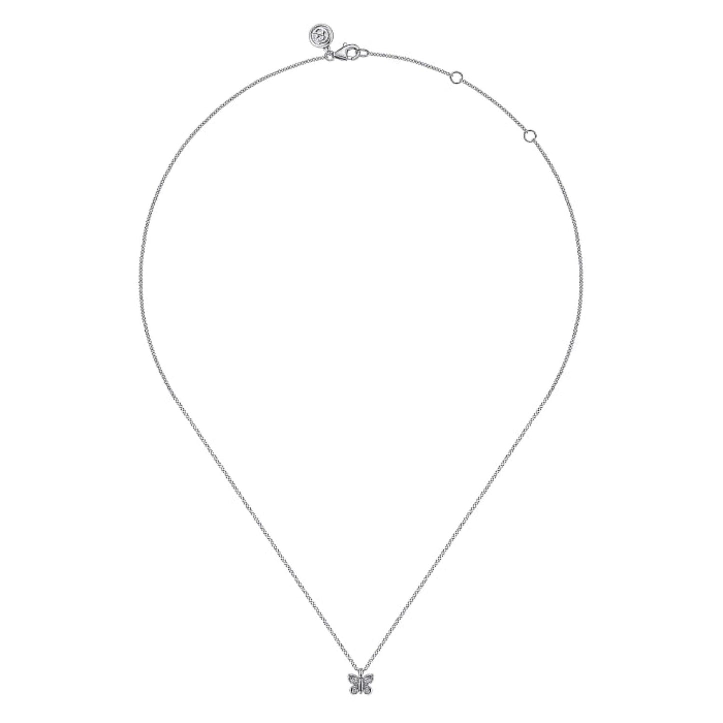 Gabriel Small Butterfly Diamond Pendant Necklace
