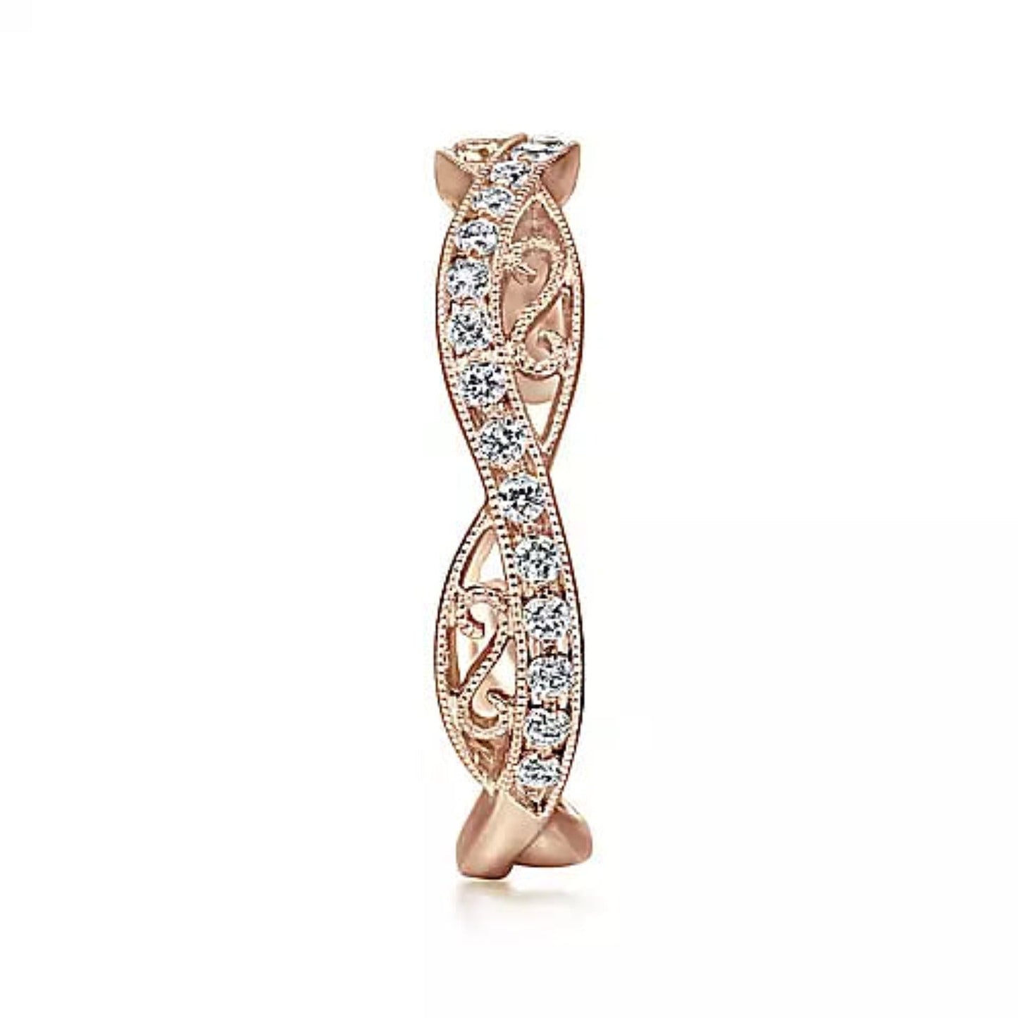 Gabriel Stackable Twisted Filigree Diamond Fashion Band