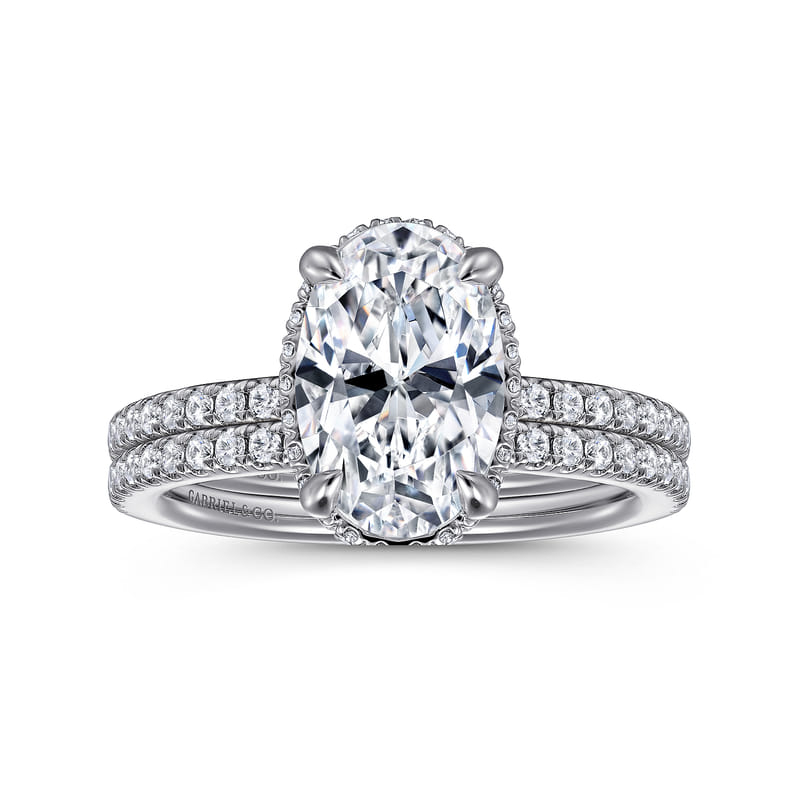 Gabriel & Co. White Gold Allesia Hidden Diamond Wedding Ring Set