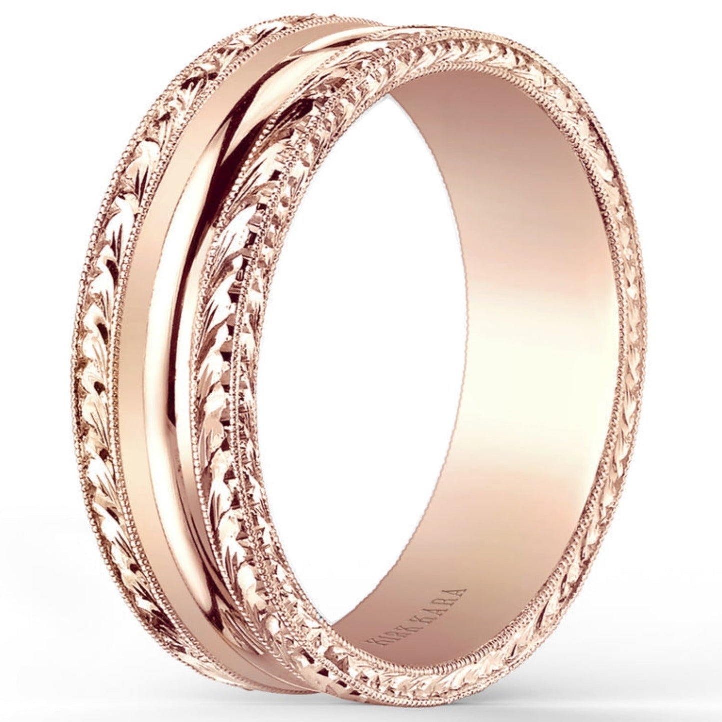 Kirk Kara "Artin" Wheat Hand Engraved Polished Wedding Band