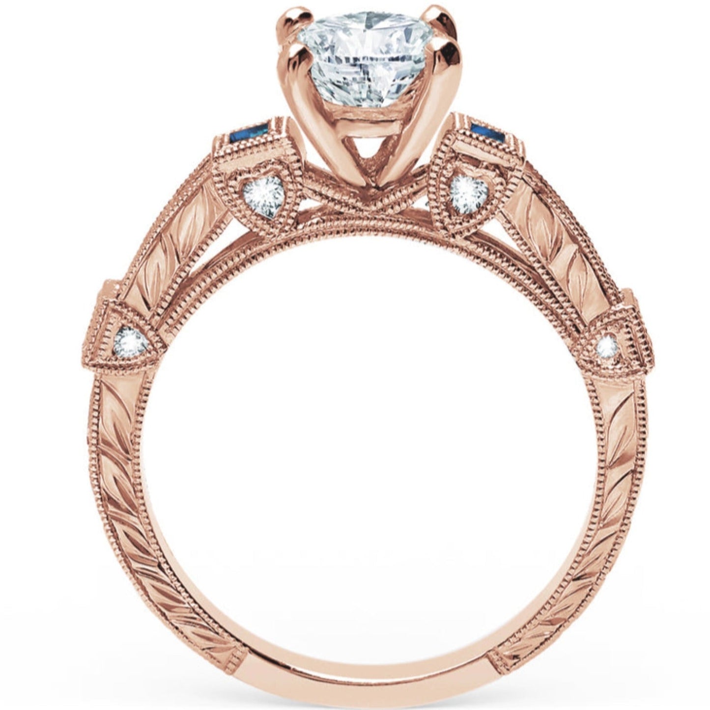 Kirk Kara "Carmella" Blue Sapphire Bezel Set Diamond Engagement Ring