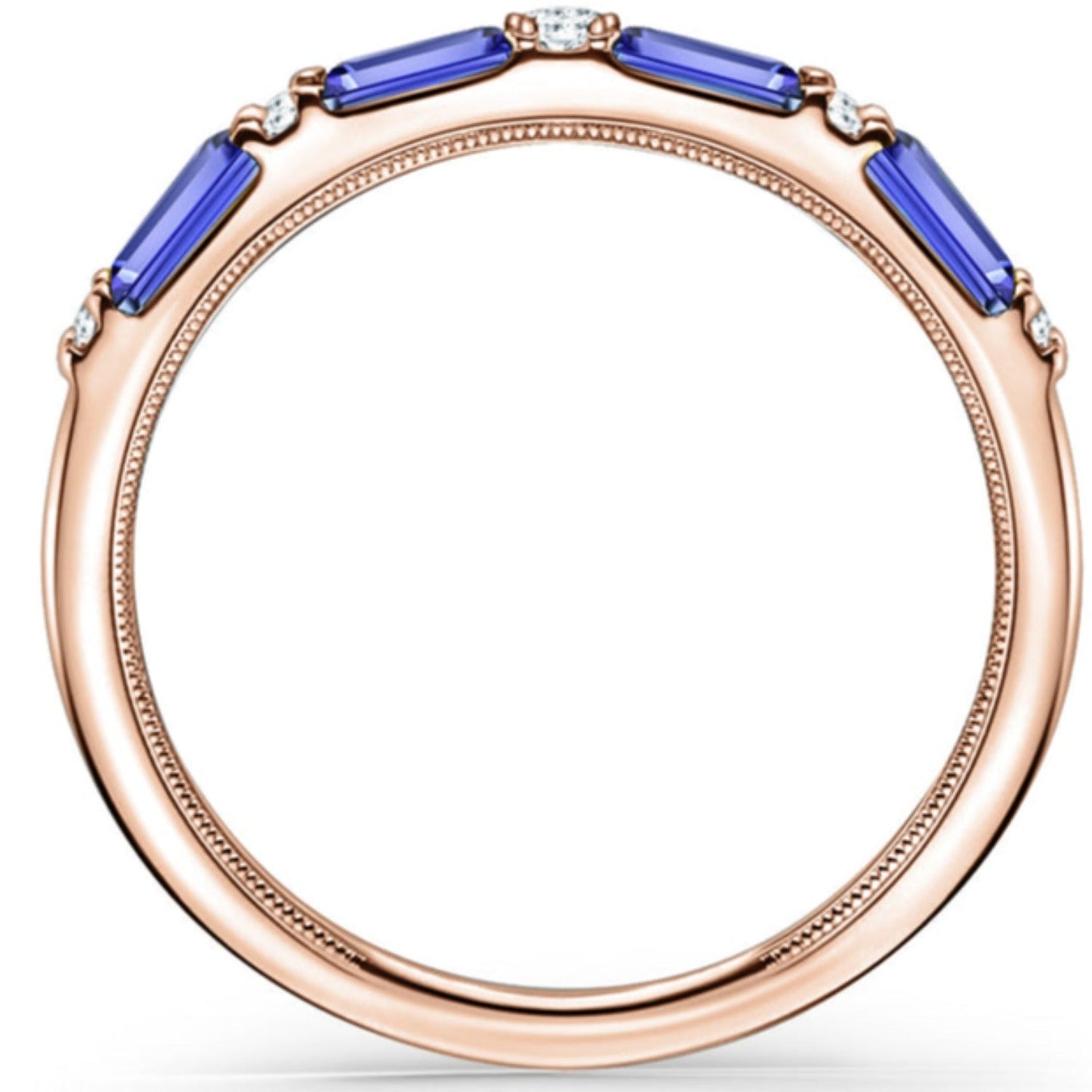 Kirk Kara "Charlotte" Baguette Cut Blue Sapphire Wedding Band